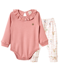 Conjunto Body Manga Longa e Calça Xadrez Floral – foto do produto