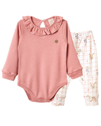 Conjunto Body Manga Longa e Calça Xadrez Floral – foto do produto