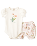 Conjunto Body Manga Curta e Shorts Xadrez Floral – foto do produto