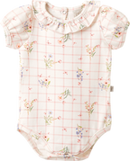 Conjunto Body Manga Curta e Shorts Xadrez Floral – foto do produto
