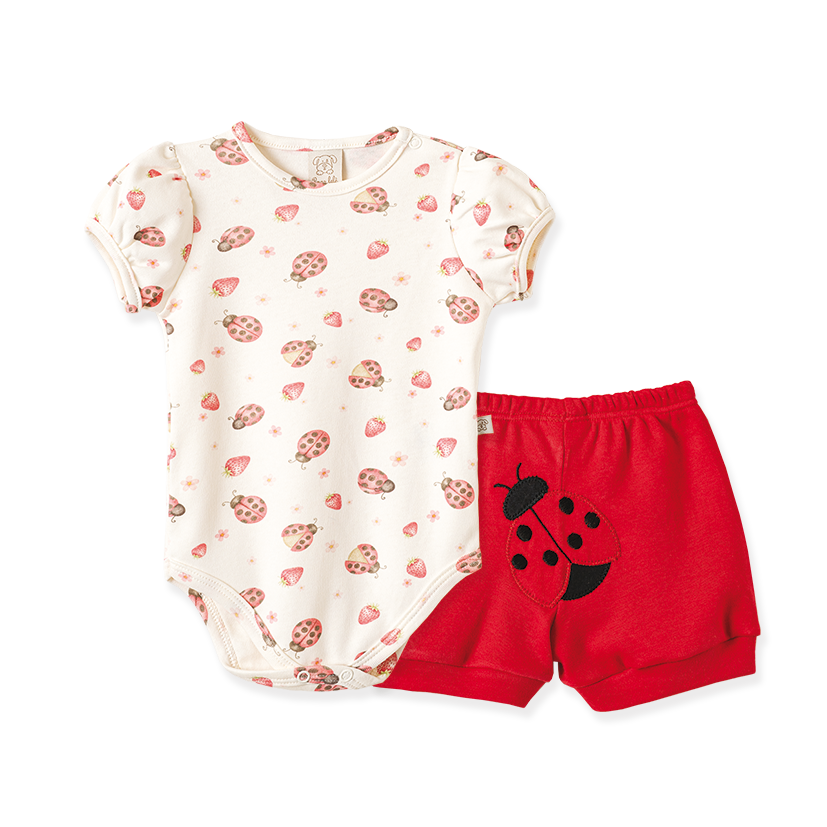 Conjunto Body Manga Curta e Shorts Joaninha – foto do produto