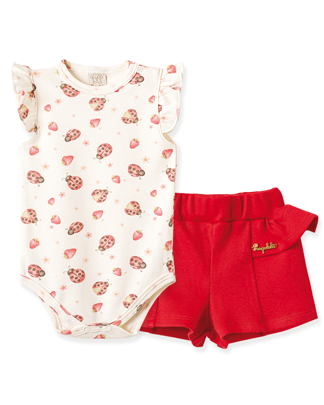 Conjunto Body Manga Curta e Shorts Joaninha – foto do produto