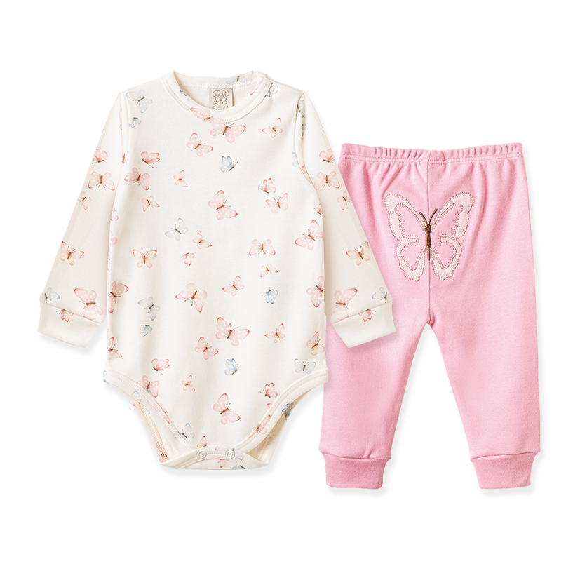 Conjunto Body Manga Longa e Calça Borboletas Pequeninas – foto do produto
