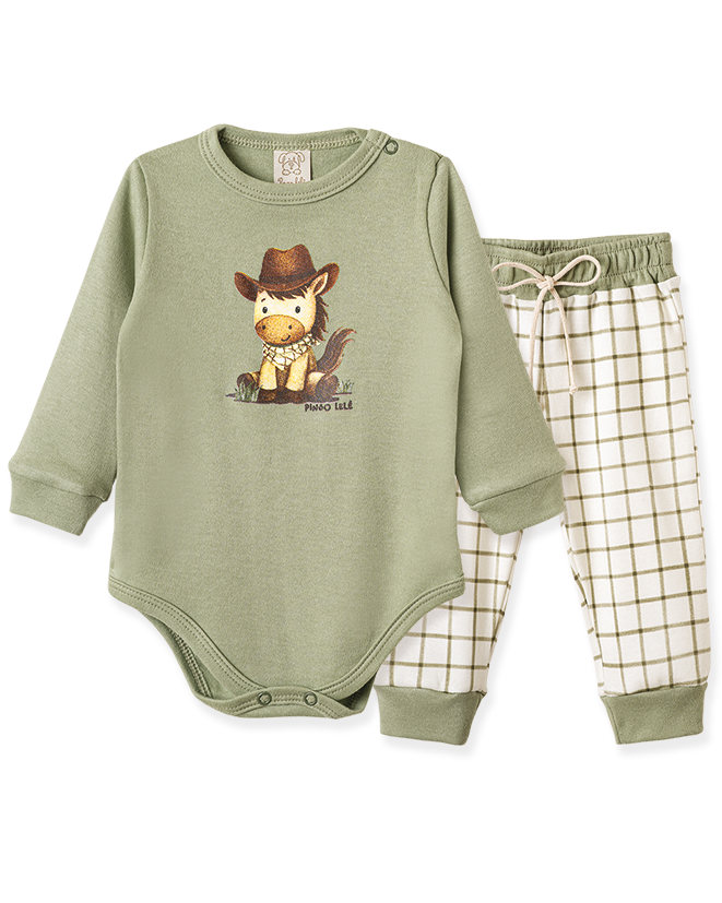 Conjunto Body Manga Longa e Calça Cowboy – foto do produto