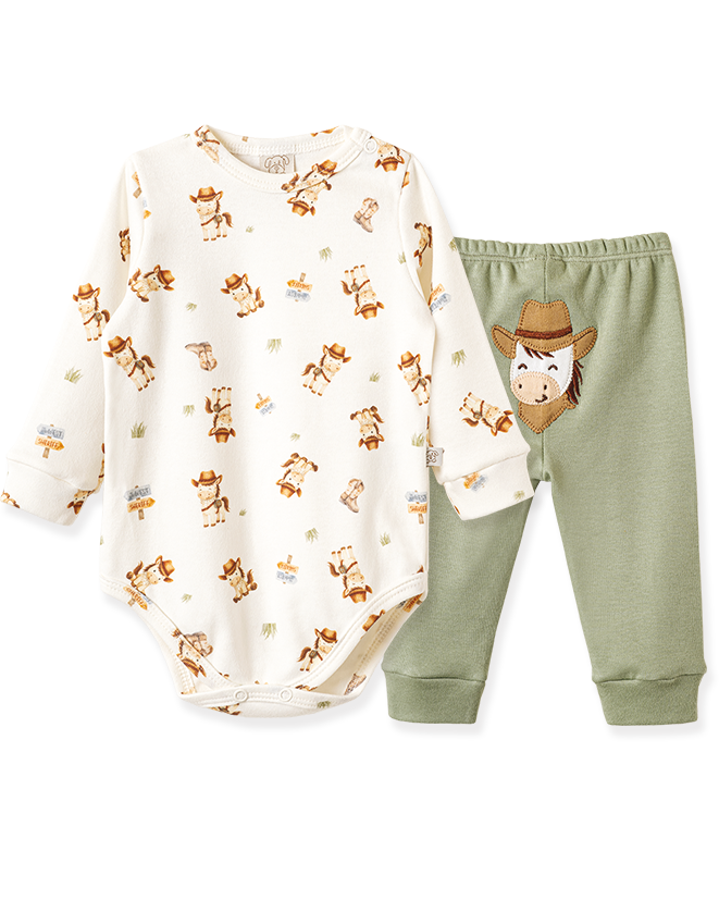 Conjunto Body Manga Longa e Calça Cowboy – foto do produto