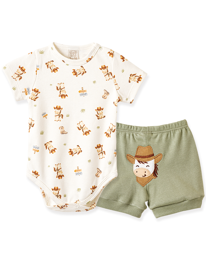 Conjunto Body Manga Curta e Shorts Cowboy – foto do produto