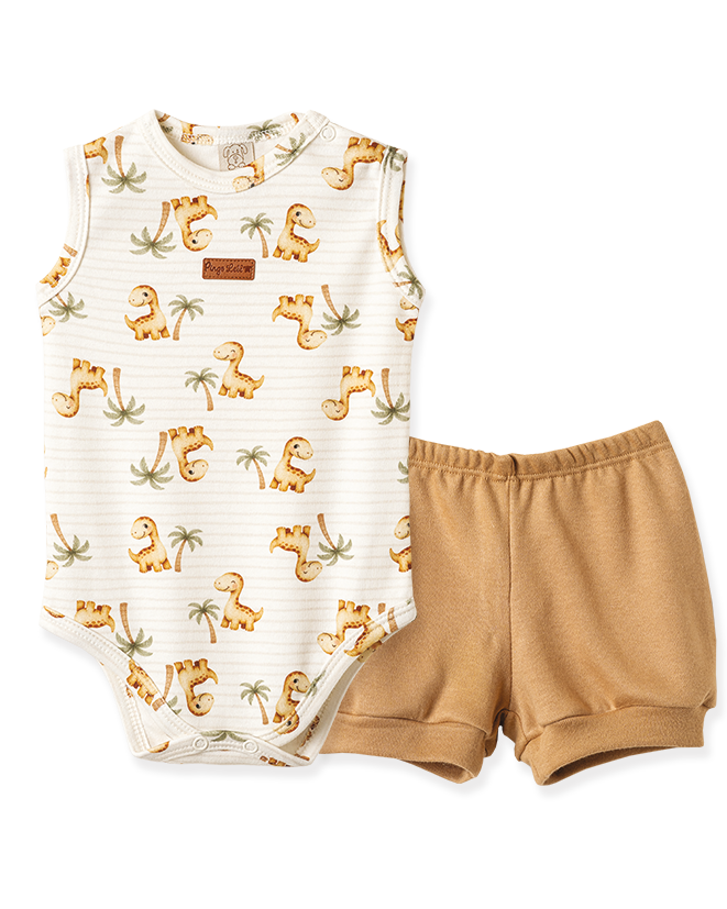 Conjunto Body Regata e Shorts Dino Floresta – foto do produto