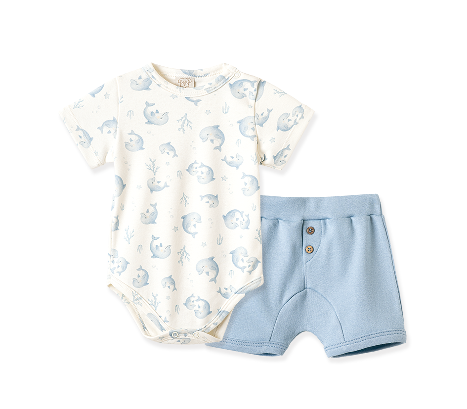 Conjunto Body Manga Curta e Shorts Fundo Do Mar – foto do produto