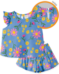 Conjunto Blusa Manga Curta e Shorts Primavera Azul – foto do produto