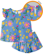 Conjunto Blusa Manga Curta e Shorts Primavera Azul – foto do produto