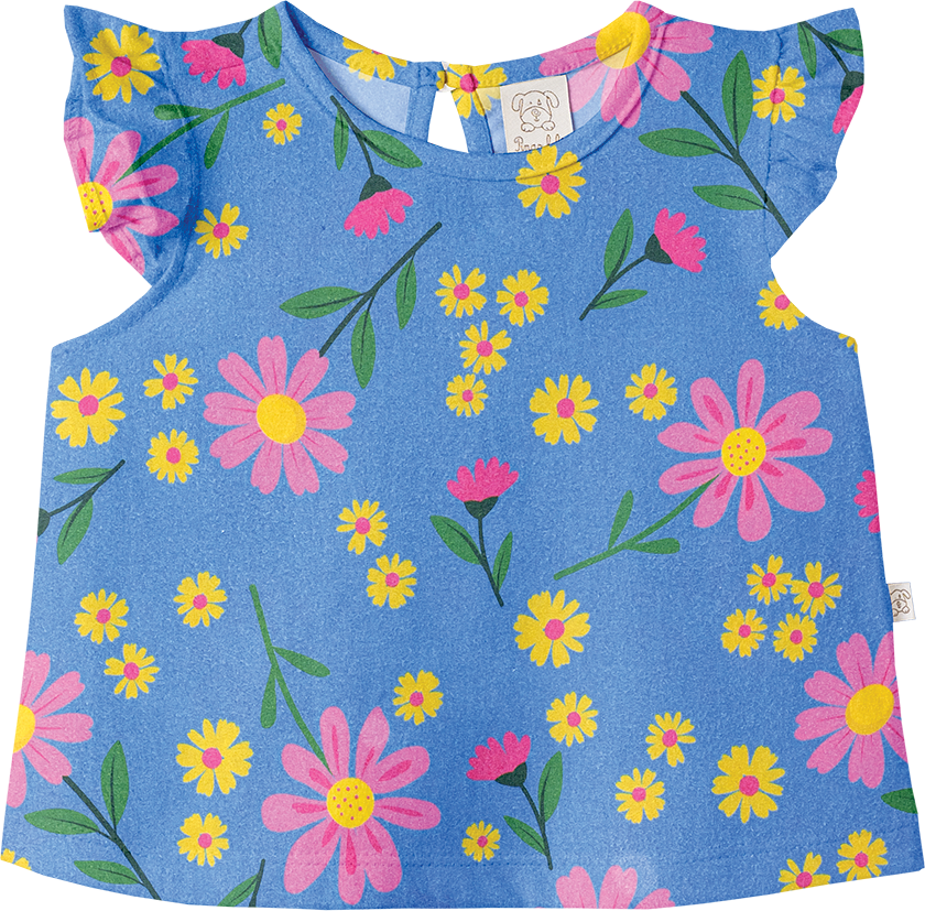 Conjunto Blusa Manga Curta e Shorts Primavera Azul – foto do produto