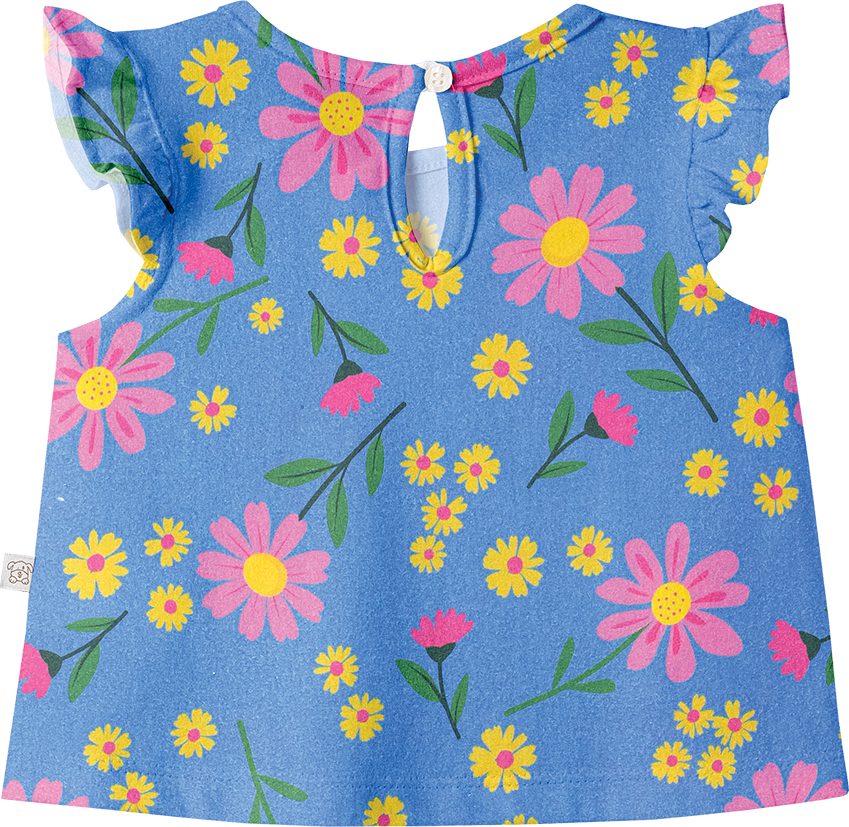 Conjunto Blusa Manga Curta e Shorts Primavera Azul – foto do produto