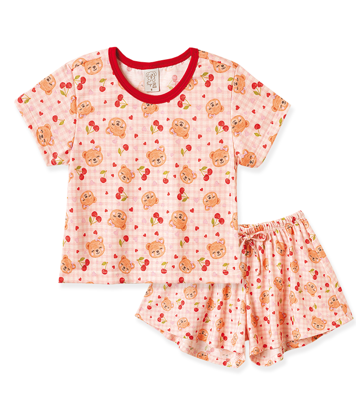Conjunto Blusa Manga Curta e Shorts Ursos e Cerejas – foto do produto