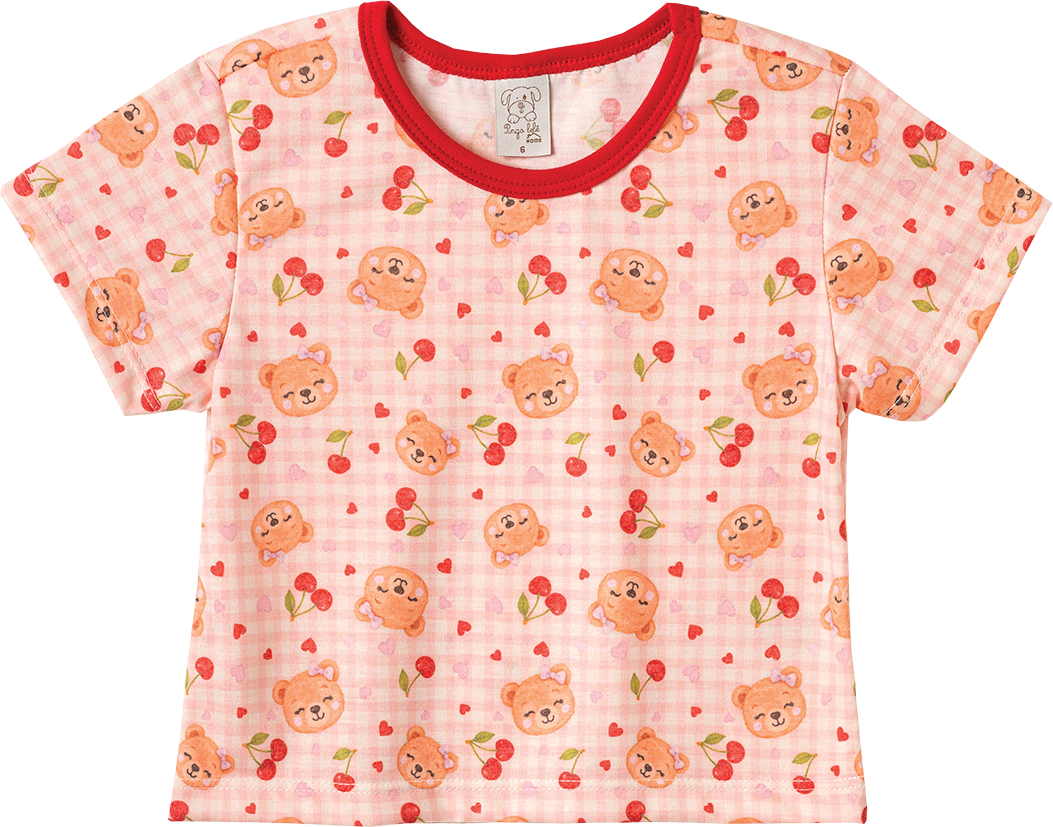 Conjunto Blusa Manga Curta e Shorts Ursos e Cerejas – foto do produto