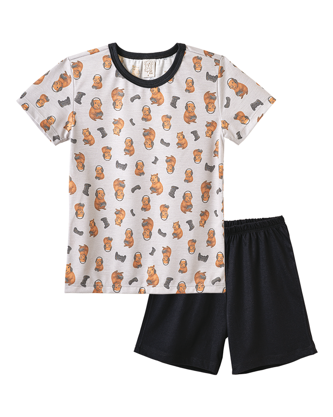 Conjunto Camiseta Manga Curta e Bermuda Capivara Gamer – foto do produto