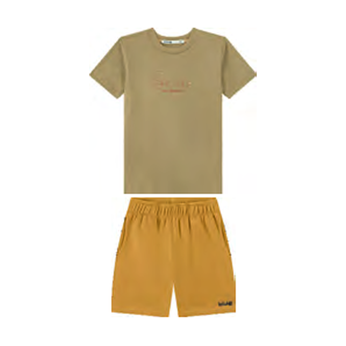 Foto limpa sem recorte de catálogo — Conjunto Camiseta em Meia Malha Penteada e Bermuda em Malha Alfaiataria Dupla — ref. 33119