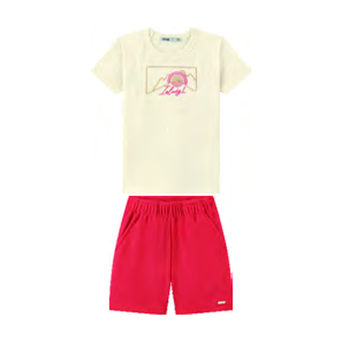 Foto limpa sem recorte de catálogo — Conjunto Camiseta em Meia Malha Penteada e Bermuda em Malha Wafer — ref. 33120