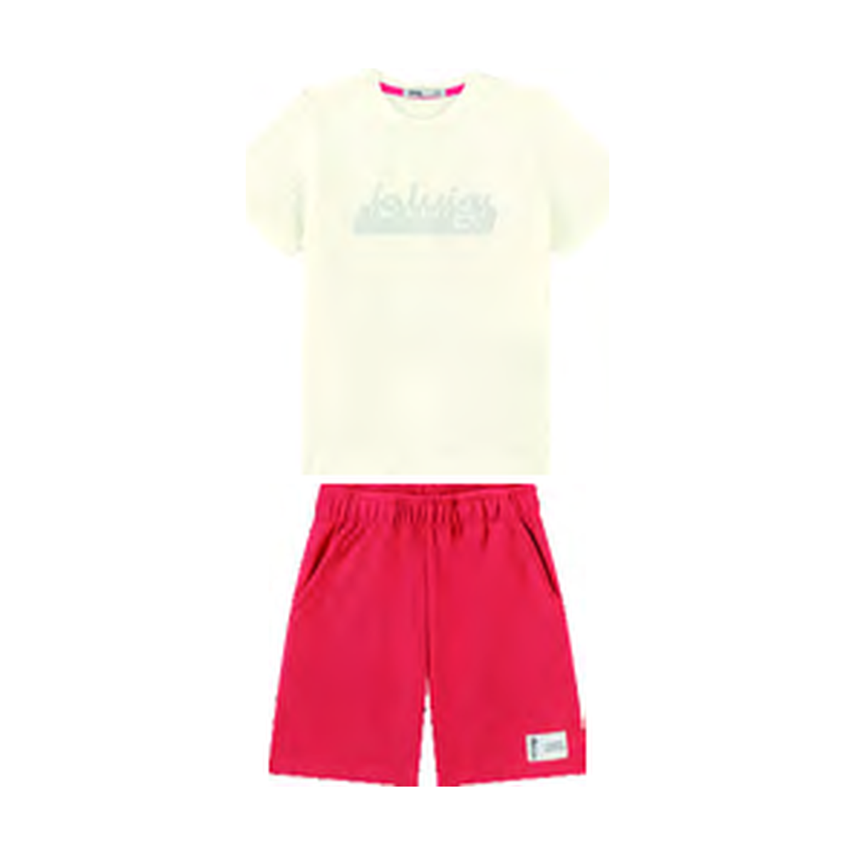 Foto limpa sem recorte de catálogo — Conjunto Camiseta em Meia Malha Penteada e Bermuda em Malha Wafer — ref. 33122