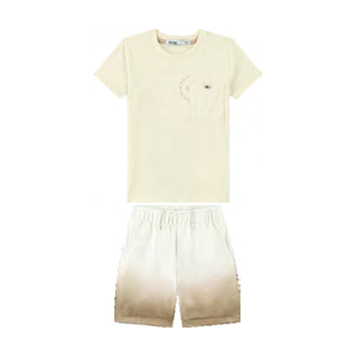 Foto limpa sem recorte de catálogo — Conjunto Camiseta em Meia Malha e Bermuda em Moletinho Linho — ref. 33124
