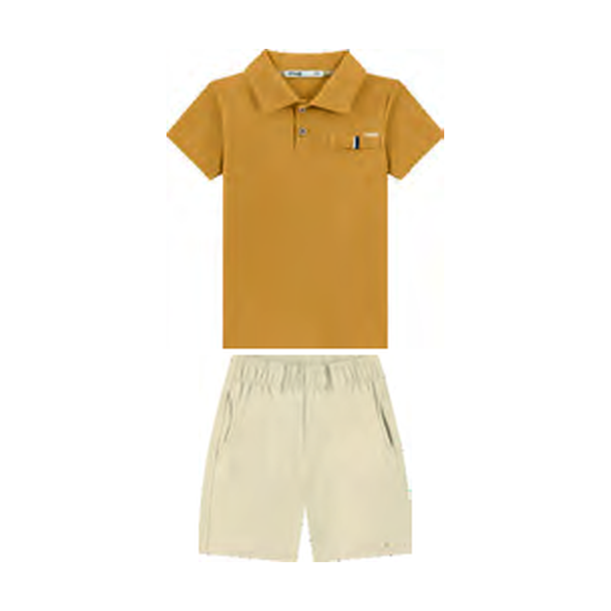 Foto limpa sem recorte de catálogo — Conjunto Camisa Polo em Piquet e Bermuda em Sarja com Elastano — ref. 33127