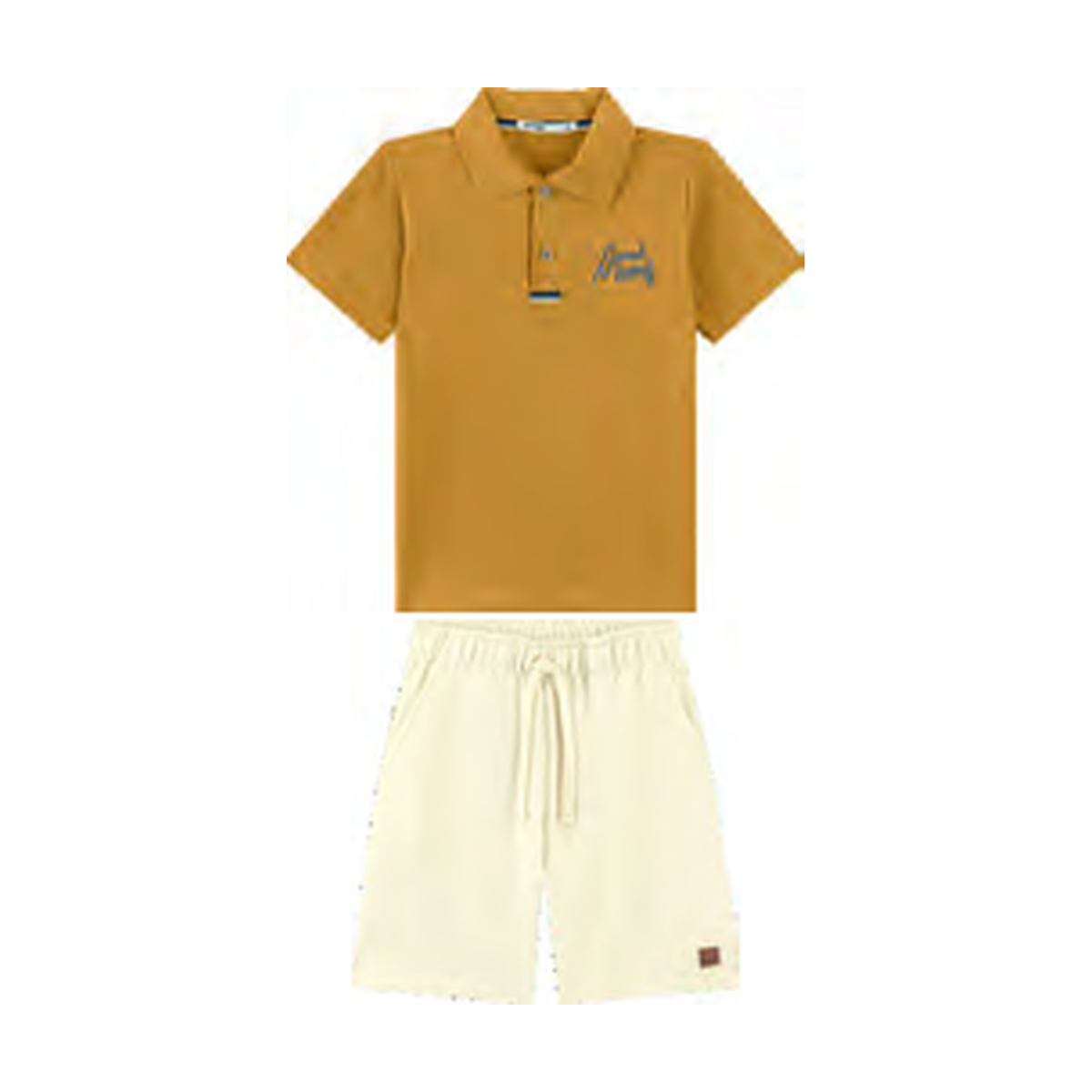 Foto limpa sem recorte de catálogo — Conjunto Camisa Polo em Piquet e Bermuda em Moletinho Linho — ref. 35121