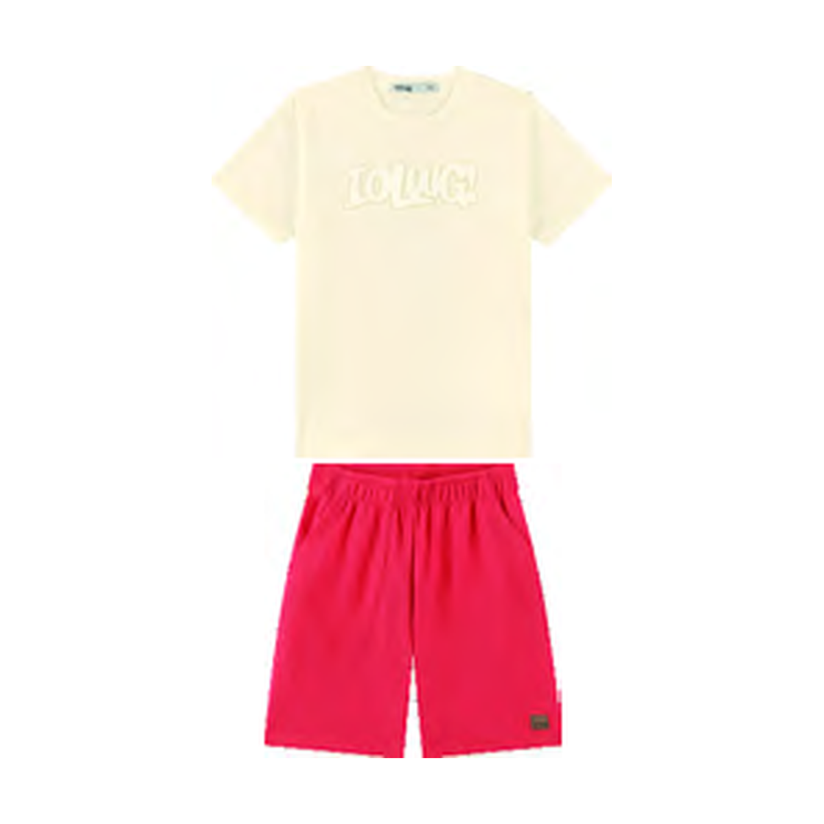 Foto limpa sem recorte de catálogo — Conjunto Camiseta em Meia Malha Penteada e Bermuda em Malha Wafer — ref. 35125