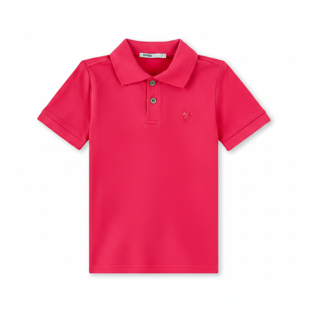 Camisa Polo Infantil Rosa em Alta Resolução