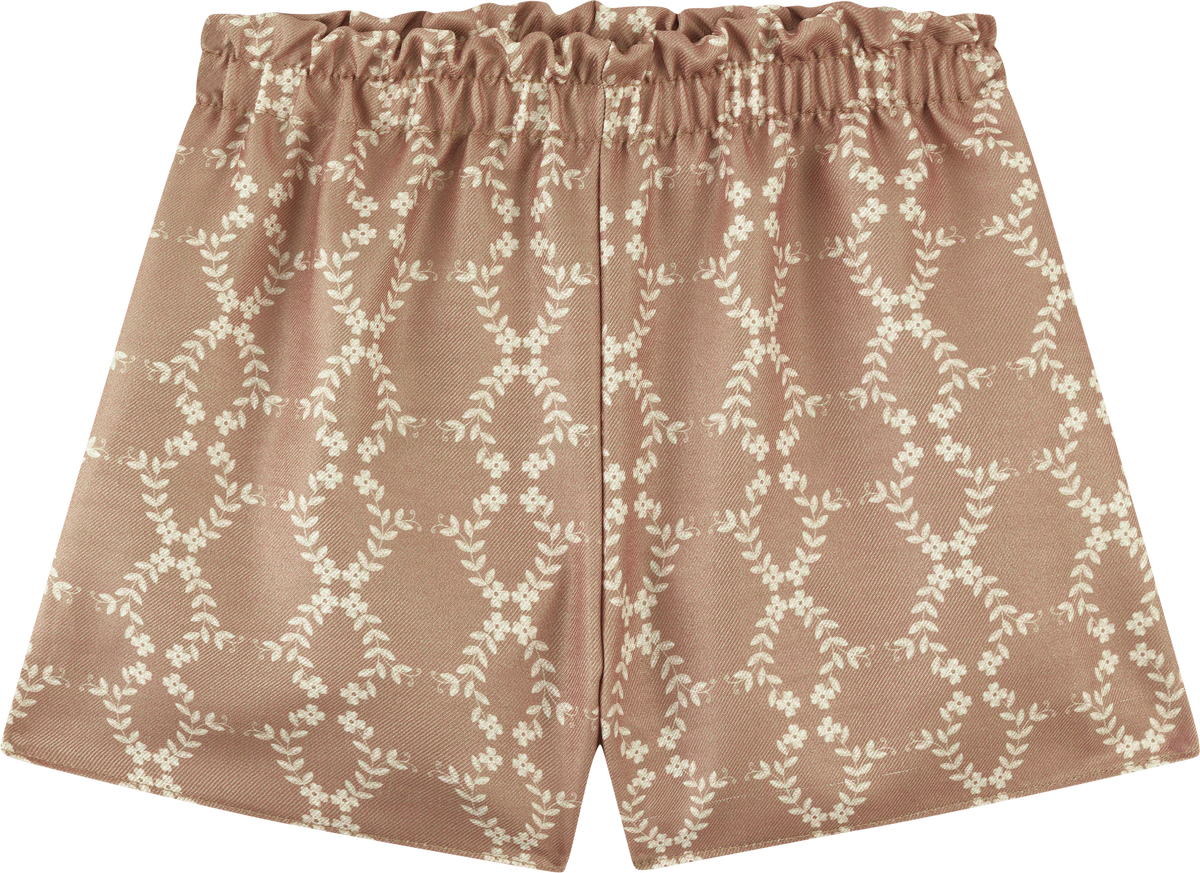 Foto oficial em alta — Conjunto Blusa em Cotton Penteado Shorts em Tecido Milano Milange Laise Arabesco — BG0026 — costas