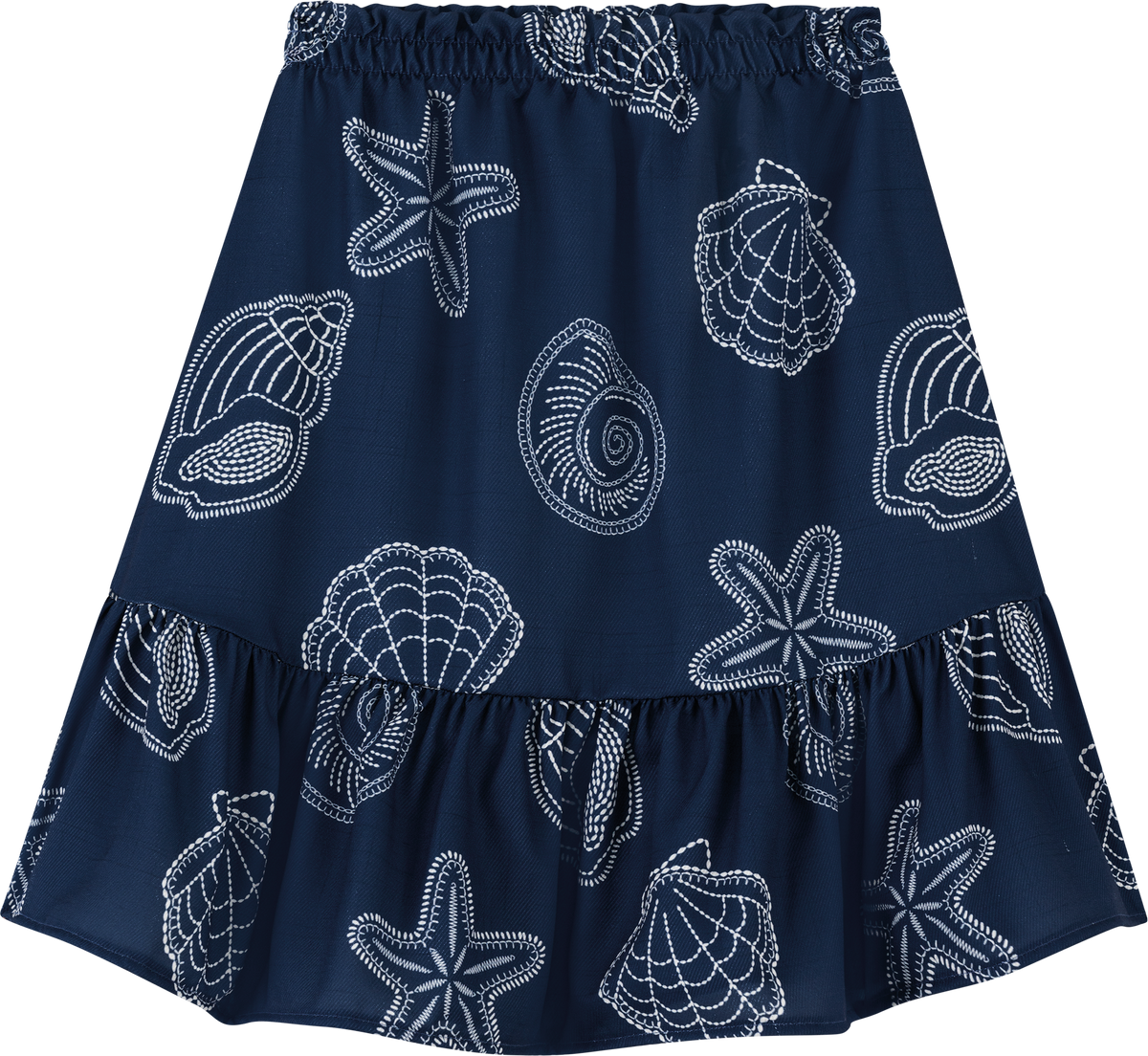 Foto oficial em alta — Conjuto Blusa em Cotton Linho e Saia Viscolinho Light Delicate Shells — BG0026 — costas