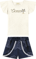 Foto oficial em alta — Conjunto Blusa em Cotton Linho e Shorts em Viscolinho Delicate Shells — BG0026 — frente