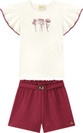 Foto oficial em alta — Conjunto Blusa em Cotton Penteado Shorts em Tecido Milano Milange — BG0026 — frente