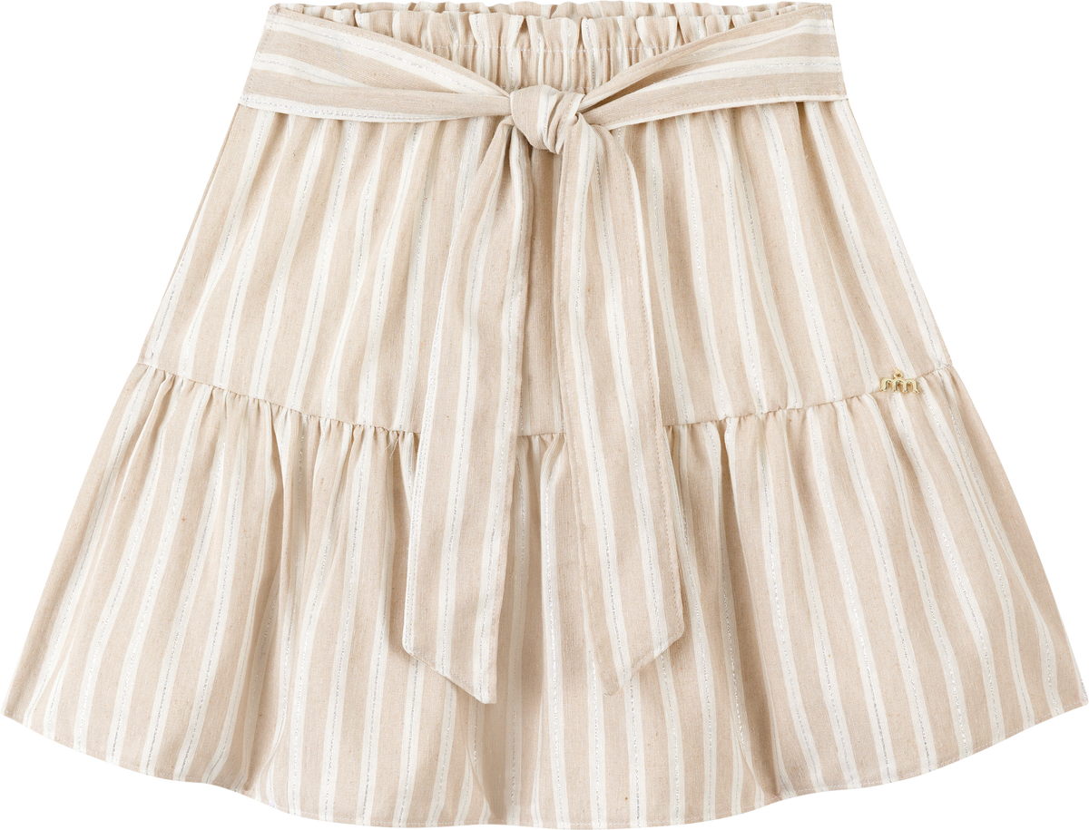 Foto oficial em alta — Blusa em Cotton Penteado e Saia em Tecido Sand Glow — BG0026 — costas