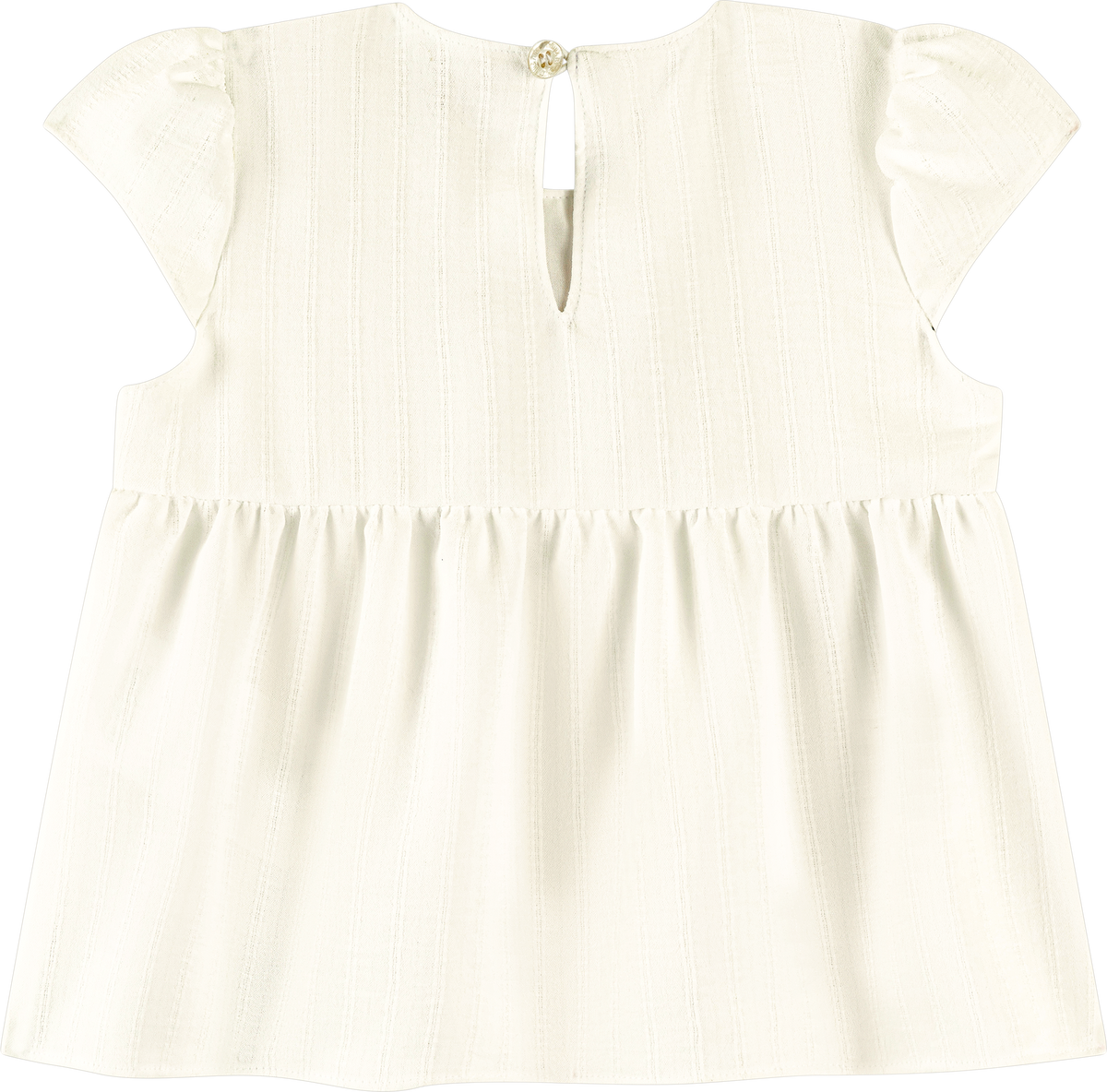 Foto oficial em alta — Conjunto Blusa em Tecido Listras Harmonia e Shorts em Malha Wafer — BG0026 — costas