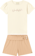 Foto oficial em alta — Conjunto Blusa em Cotton Penteado Shorts em Jacquard Tranças — BG0048 — frente