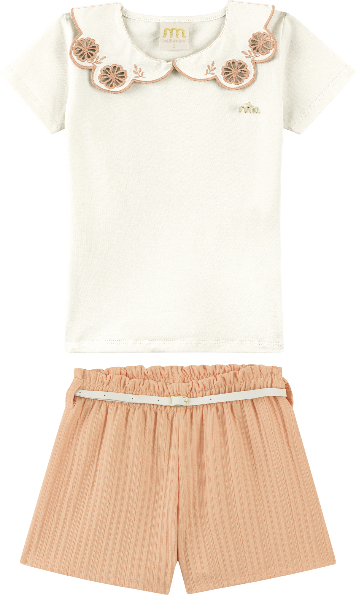 Foto oficial em alta — Conjunto Blusa em Cotton Penteado Shorts em Jacquard Tranças — LJ0129 — frente