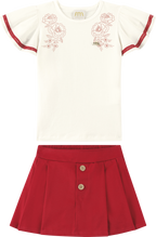 Foto oficial em alta — Conjunto Blusa em Cotton Penteado Short-saia em Sarja Juparanã — BG0026 — frente