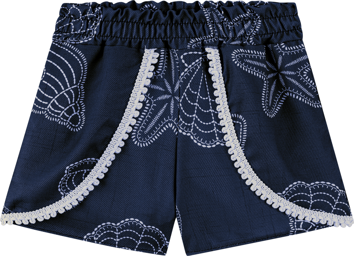 Foto oficial em alta — Conjunto Blusa em Cotton Linho e Shorts em Viscolinho Delicate Shells — BG0026 — costas