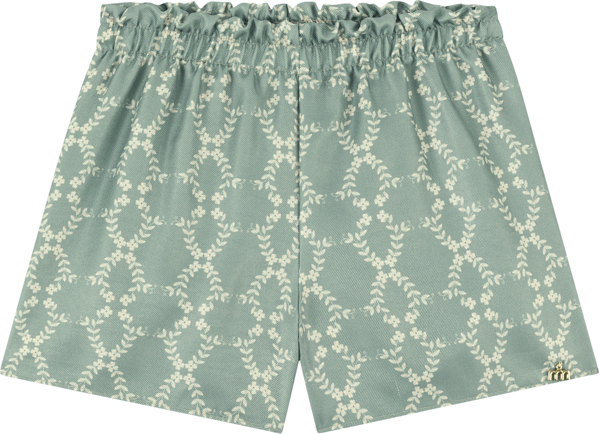 Foto oficial em alta — Conjunto Blusa em Canelado e Shorts Tecido Milano Milange Laise Arabesco — BG0048 — costas