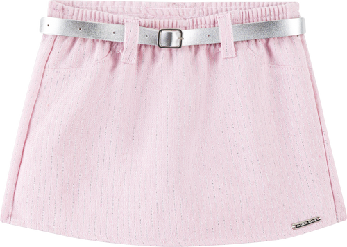 Foto oficial em alta — Conjunto Blusa em Canelado e Short-saia em Tecido Twill Brilho — BG0048 — costas