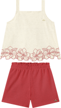 Foto oficial em alta — Blusa em Sarja Linho e Shorts em Malha Wafer — BG0027 — frente