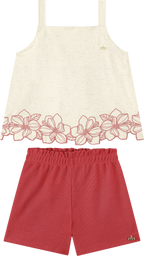 Foto oficial em alta — Blusa em Sarja Linho e Shorts em Malha Wafer — BG0027 — frente