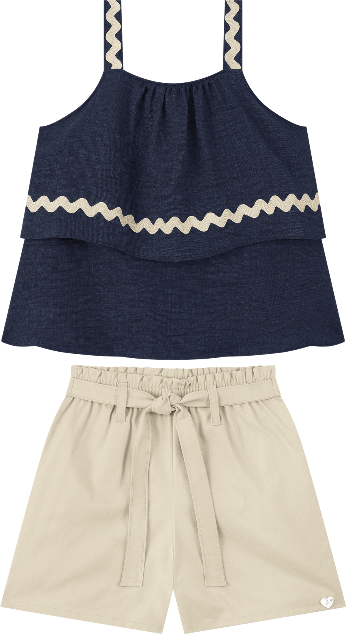 Foto oficial em alta — Conjunto Blusa em Tecido Milano Milange e Shorts em Sarja com Elastano — AZ0200 — frente