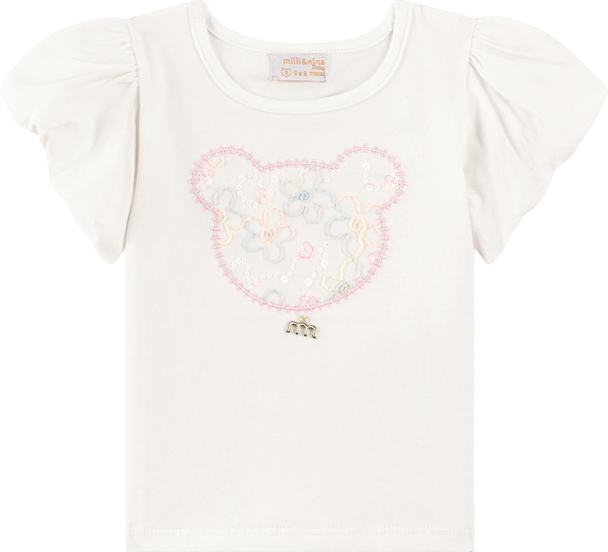 Foto oficial em alta — Conjunto Blusa em Cotton Penteado Saia em Tule Brilho de Primavera — BG0026 — frente