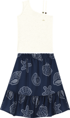 Foto oficial em alta — Conjuto Blusa em Cotton Linho e Saia Viscolinho Light Delicate Shells — BG0026 — frente