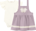 Foto oficial em alta — Conjunto de Body em Cotton Penteado e Salopete em Malha Wafer — RX0037 — frente